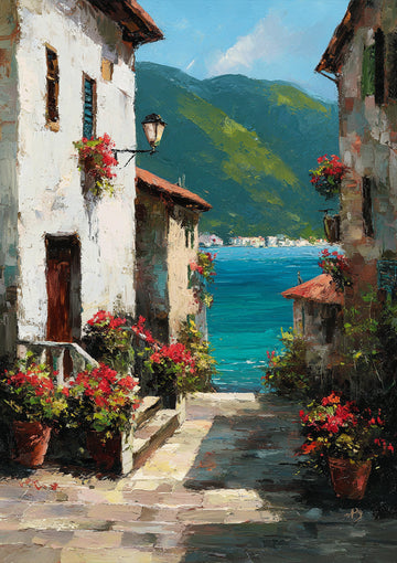 Italiaans Kustdorp Schilderij