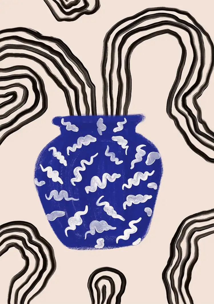 Blauwe Vase Gemälde – CollageDepot