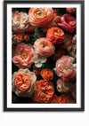 Deze prachtige wanddecoratie heeft een ingelijste print met een dicht opeengepakt arrangement van bloeiende bloemen in de kleuren roze, perzik en oranje. De bloemen staan in volle bloei, waardoor een levendig en weelderig beeld ontstaat tegen een donkere achtergrond. Een magnetisch ophangsysteem zorgt voor eenvoudig en veilig ophangen. Maak kennis met het Bloeiende Pracht Schilderij van CollageDepot.,Zwart-Met,Lichtbruin-Met,showOne,Met