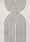 Abstracte zwarte lijntekeningen van een gestileerde figuur op een gestructureerde witte achtergrond, met twee gebogen vormen die lijken op het hoofd en het lichaam in een minimalistisch ontwerp van CollageDepot's product 044 - bestsellers.-