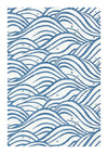 Een patroonafbeelding met gestileerde blauwe golven met kleine puntdetails op een witte achtergrond, waardoor een ritmisch, oceanisch ontwerp ontstaat uit de bestsellers van CollageDepot - product 057.-