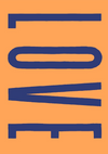 Abstracte afbeelding met verschillende blauwe geometrische vormen op een oranje achtergrond, inclusief horizontale lijnen, een lus en diagonale lijnen van CollageDepot's cd 009 - typographie.-